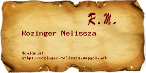 Rozinger Melissza névjegykártya
